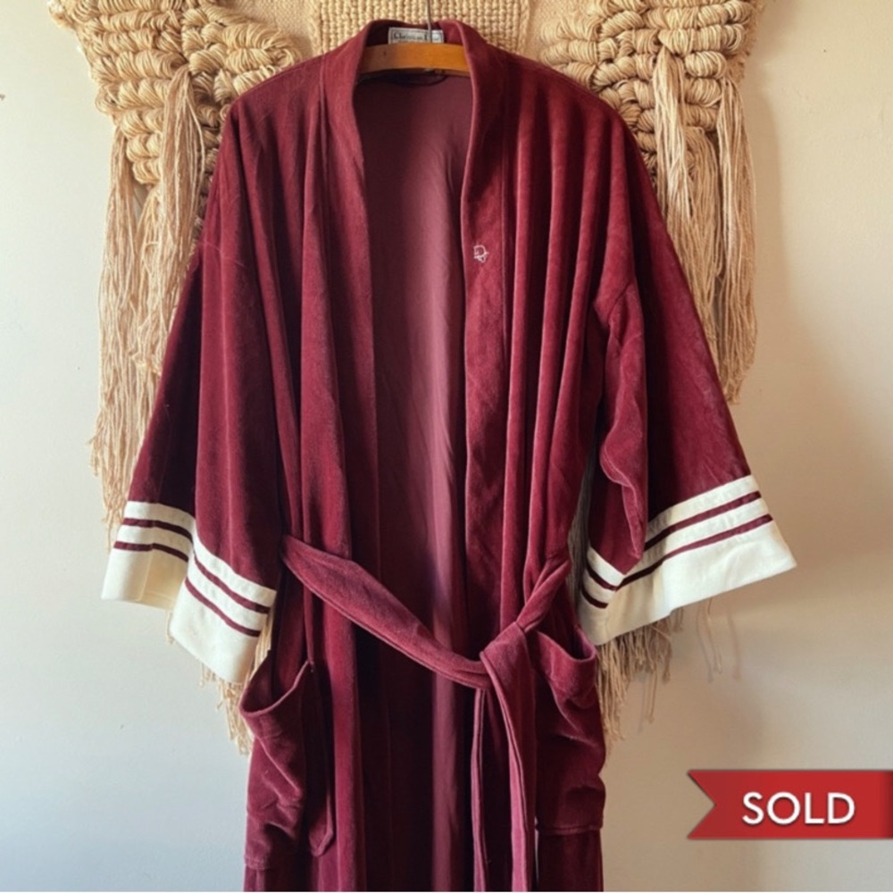 SOLD Vintage 80βs Christian Dior Velour Robe - Picture 1 of 12